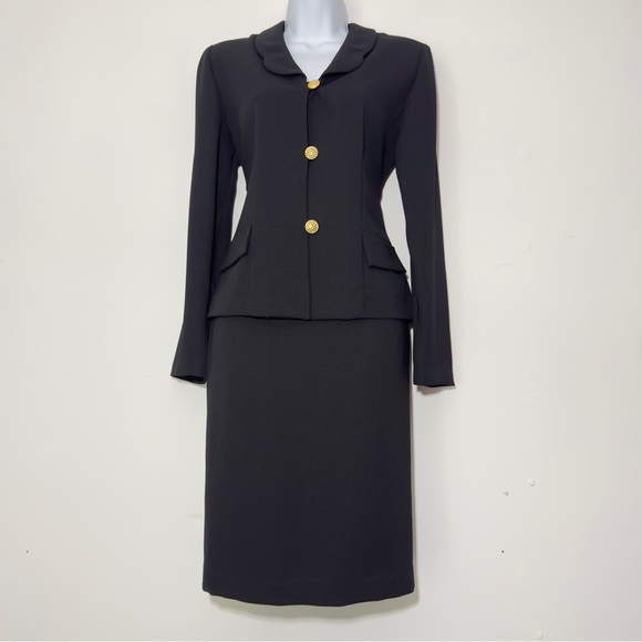 Karin Stevens Vintage Black Blazer Skirt Set SuitSize 6